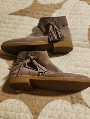 kate spade Taupe Suede Tassel Ankle Boots